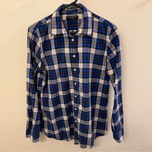 Banana Republic Long Sleeve Blue Plaid Blouse Size Medium